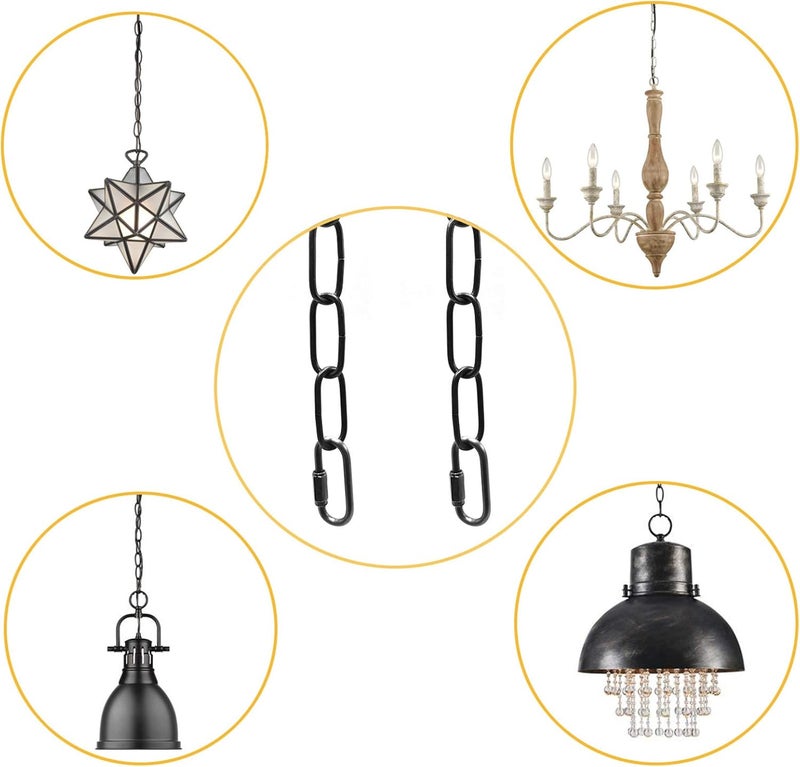 ECUDIS 6 Feet Pendant Light Fixture Chain, Lighting Hanging Chain Extension with Connection Locks, Lighting Chain Replacement for Chandelier, Plants, Fruit Basket (Black) - Image 4